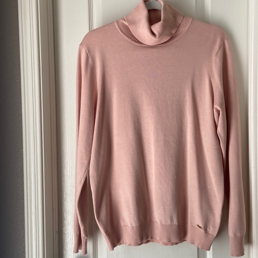 Calvin Klein, large, rose pink, turtle neck, long sleeves top